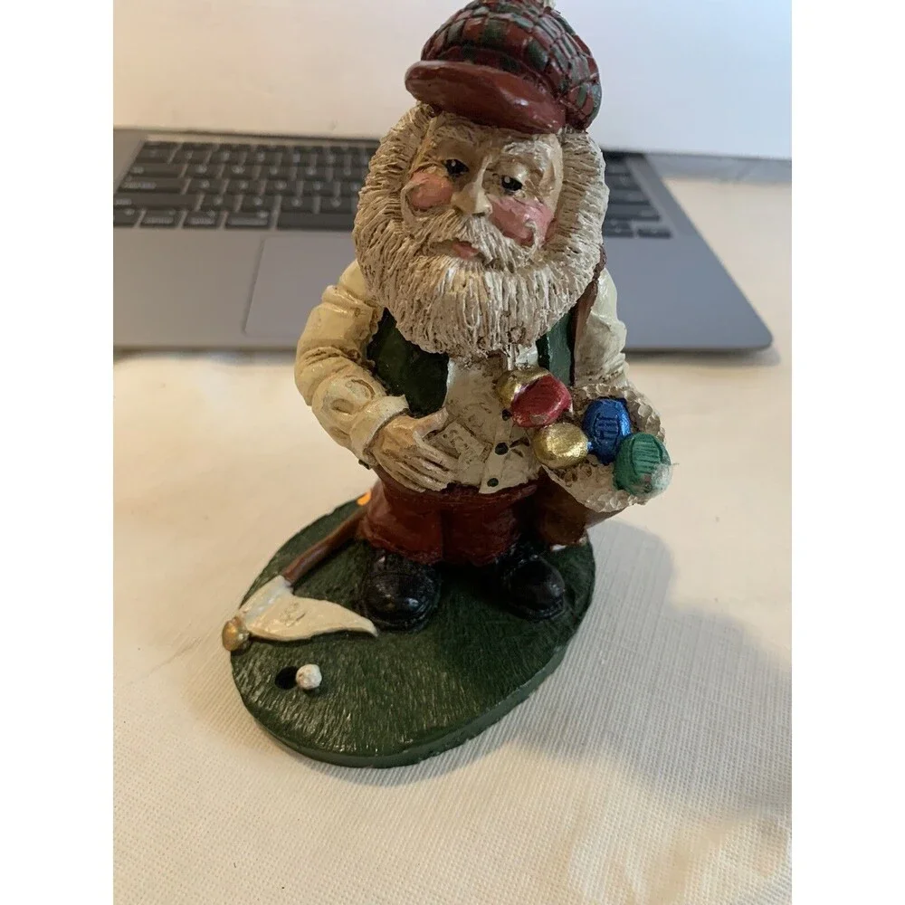 Phillip Gunter 1995 Golfing Santa Figurine, PG5, signed~Clubs, flag, Golf ball